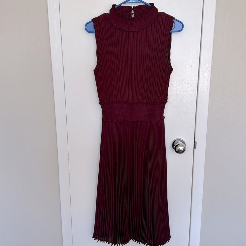 Wine color midi dress